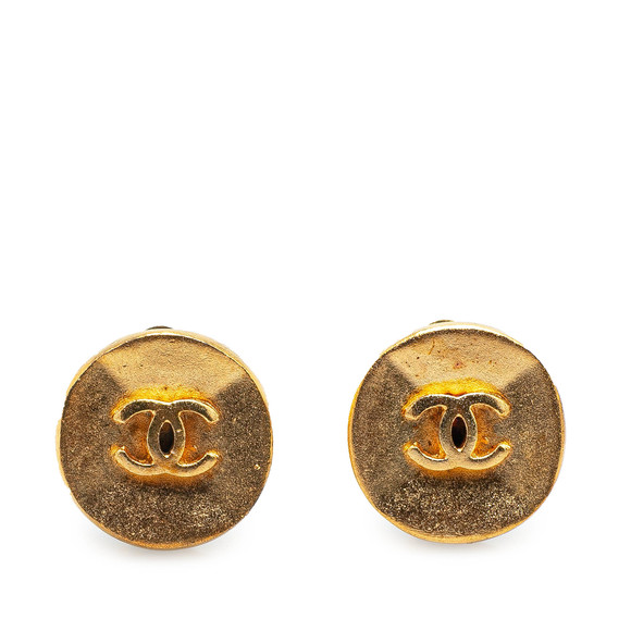 Pre-Loved Chanel Gold Plated CC Clip on Earrings - Picture 1 of 5